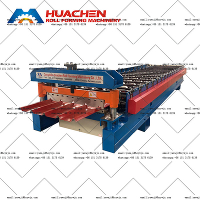 1220mm Material Width Iron Sheet Step Tile Roof Roll Forming Machinery With Chain Drive ماشین آلات ساخت و ساز چوبی و چوبی