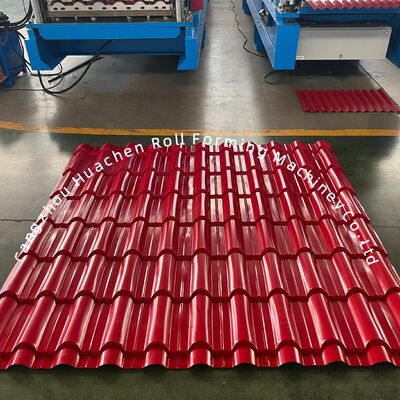 1200mm Material Width 18 Rollers Glassed Tile Roll Forming Machine با قدرت 5.5KW برای کاشی های سقف PPGI / GI