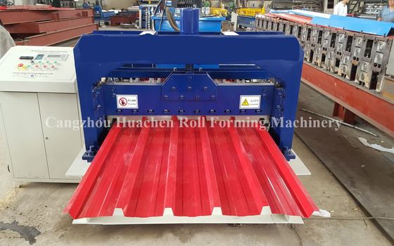 0.5-0.8mm Roofing Sheet Roll Forming Machine , Roof Panel Roll Forming Machine Hydraulic Cutting
