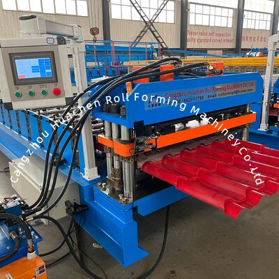 1200mm Material Width 18 Rollers Glassed Tile Roll Forming Machine با قدرت 5.5KW برای کاشی های سقف PPGI / GI
