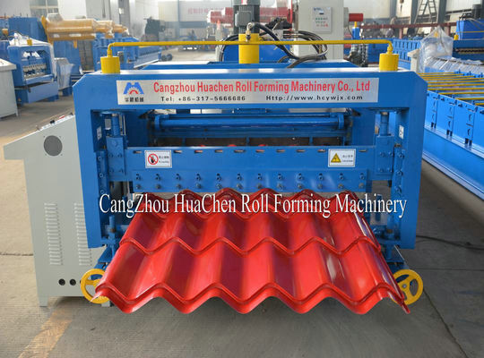 Steel Villa Roof Glazed Tile Roll Forming Machine Blue Double Layer